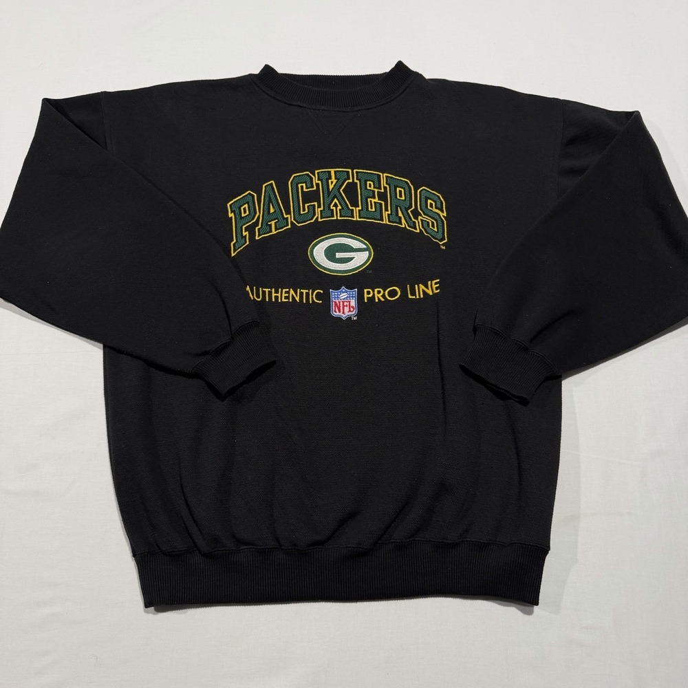 Vintage 90s Green Bay Packers Sweatshirt XL Black NFL Pro Line Logo